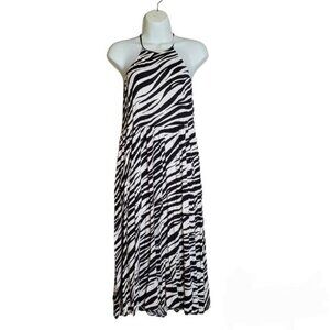 Abound Zebra Print Halter Midi Dress XXS Animal Fall 2025 Trend Edgy Minimalist